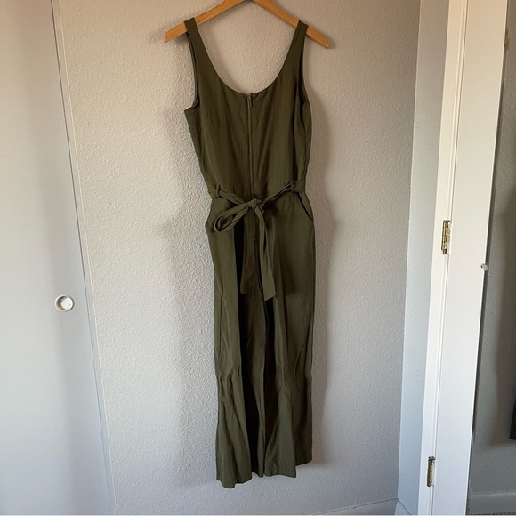 MELLODAY Olive Green Zip Jumpsuit Women's Minimalist Bohemian Chic Size X-Small - Picture 1 of 6